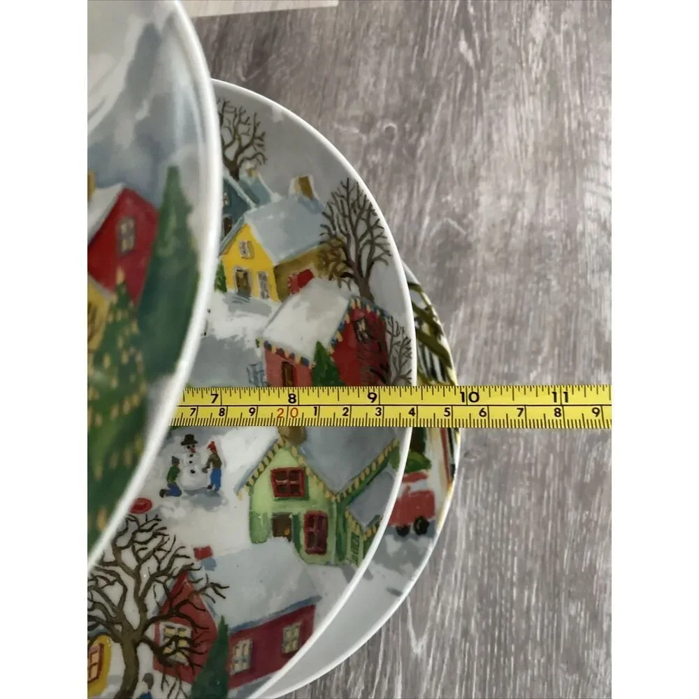 Pottery Barn Christmas Winter Village 3 Tier Tidbit Server Tray Cake Stand